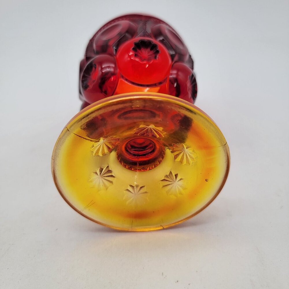 LE Smith Amberina Sunset Moon & Stars Glass Goblet Vintage Collectible Decor - Picture 4 of 6